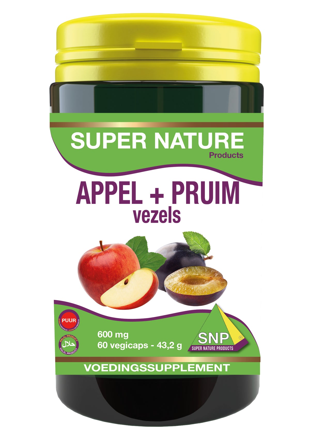 SNP Appel pruim vezels 600 mg puur 60.00 Vegetarische capsules