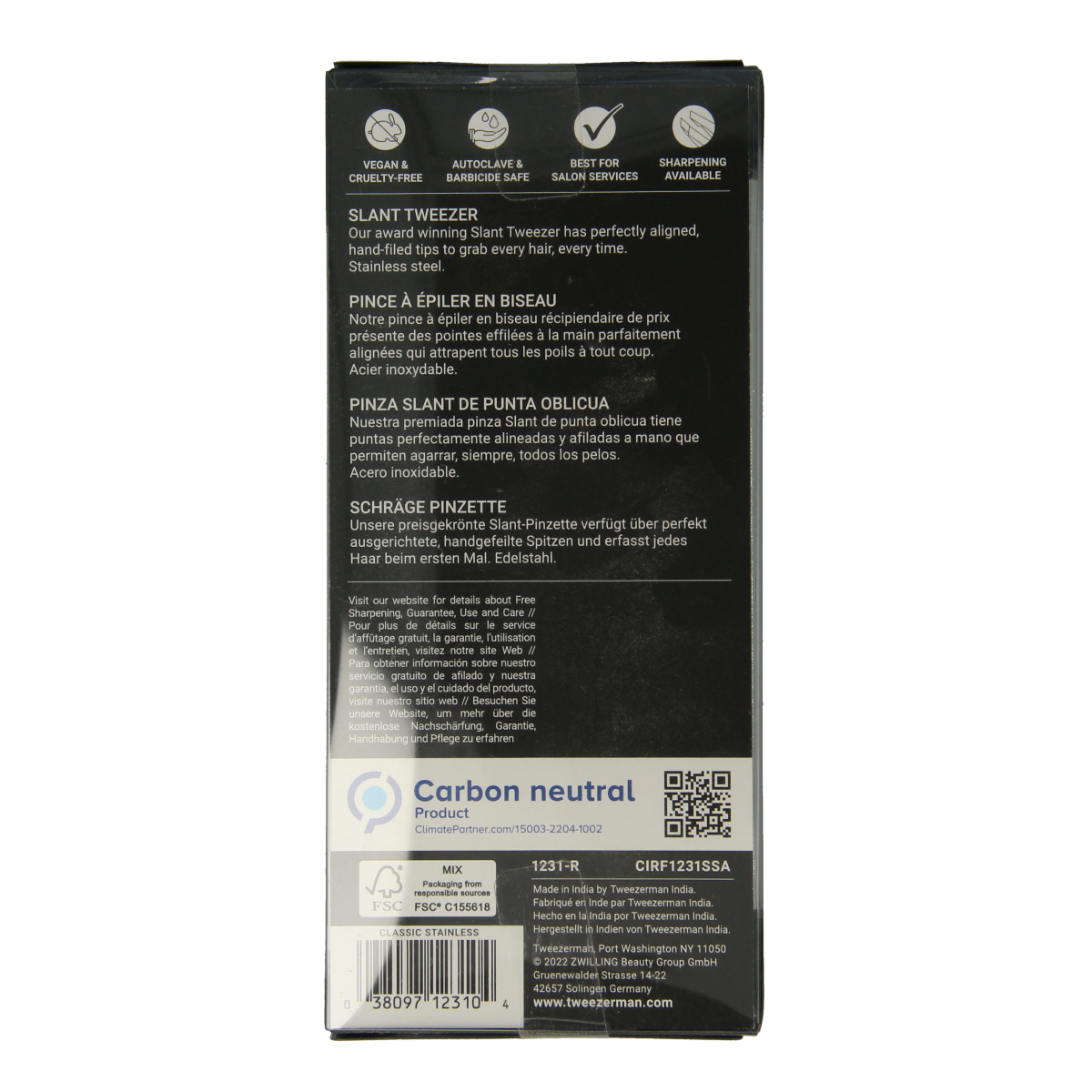 Tweezerman Slant tweezer klassiek stainless steel 1.00 Stuks