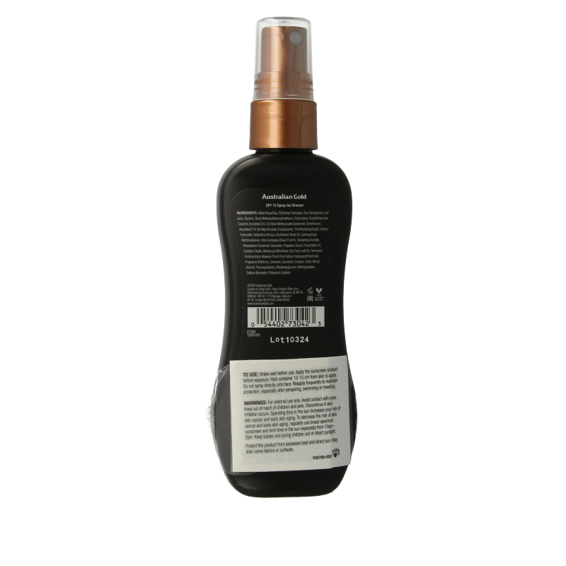 Australian Gold Spray gel met bronzer SPF15 100 Milliliter