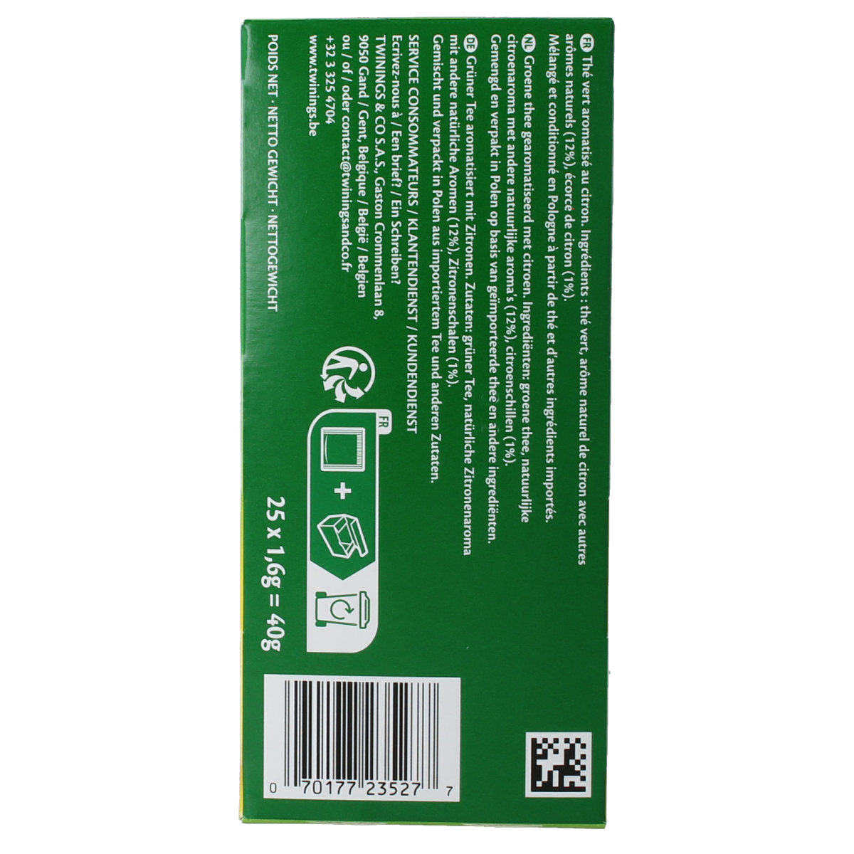 Twinings Groene thee citroen 25.00 Zakjes