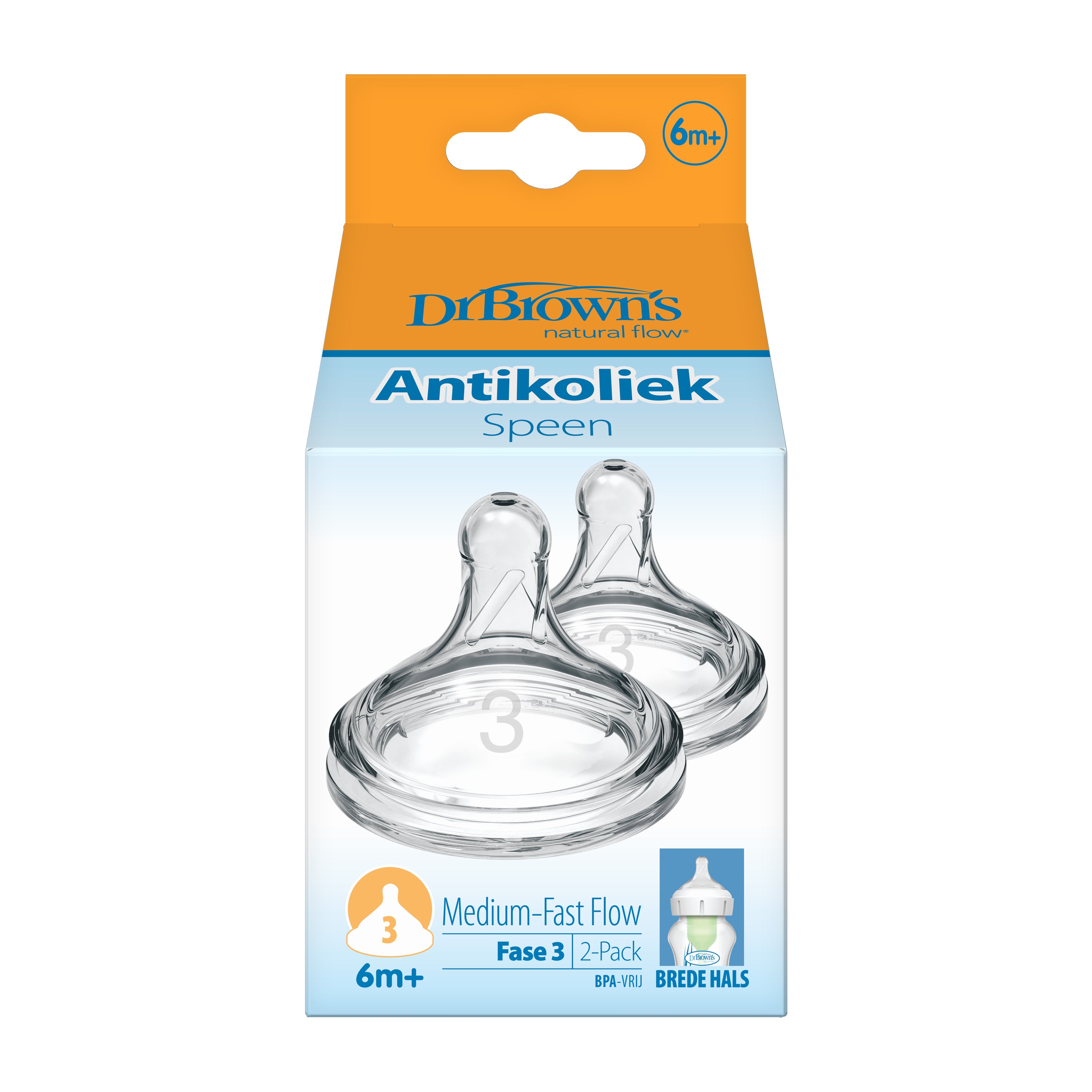 Dr. Brown's Options+ speen fase 3 brede halsfles 2.00 Stuks