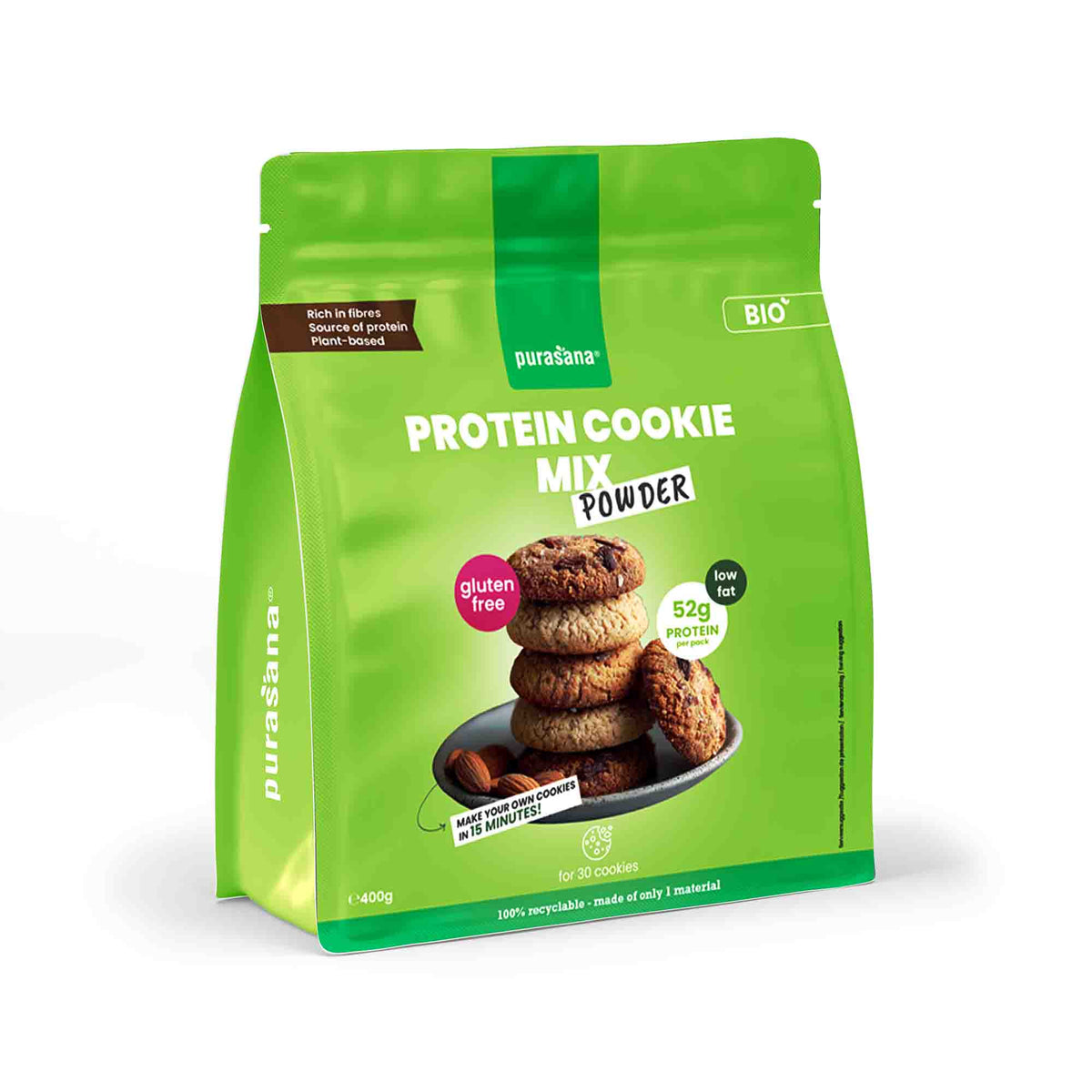 Purasana Glutenvrije protein cookie mix bio 400.00 Gram