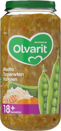 Olvarit Risotto doperwten kalkoen 18M01 250 Gram