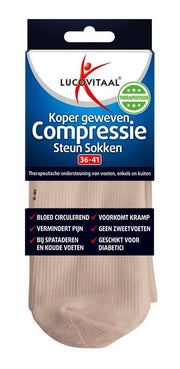 Lucovitaal Koper compressie  sok maat 36-41 huidskleur 1.00 Paar