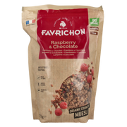 Favrichon Framboos & chocolade crunchy muesli bio 375.00 Gram