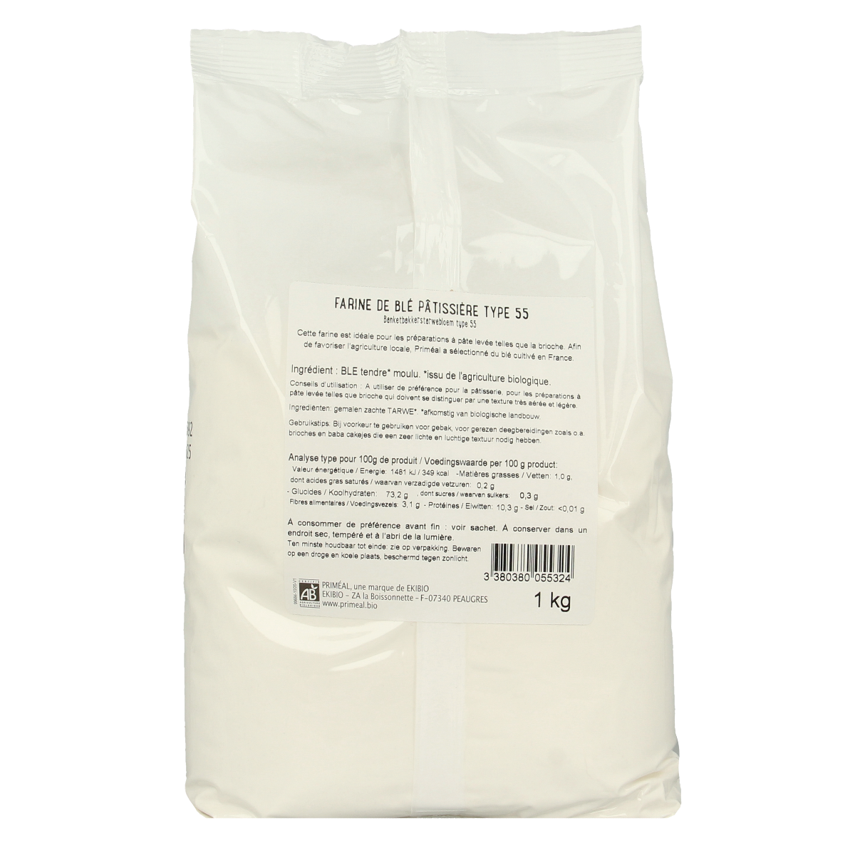 Primeal Banketbakkers tarwebloem T55 bio 1.00 Kilogram