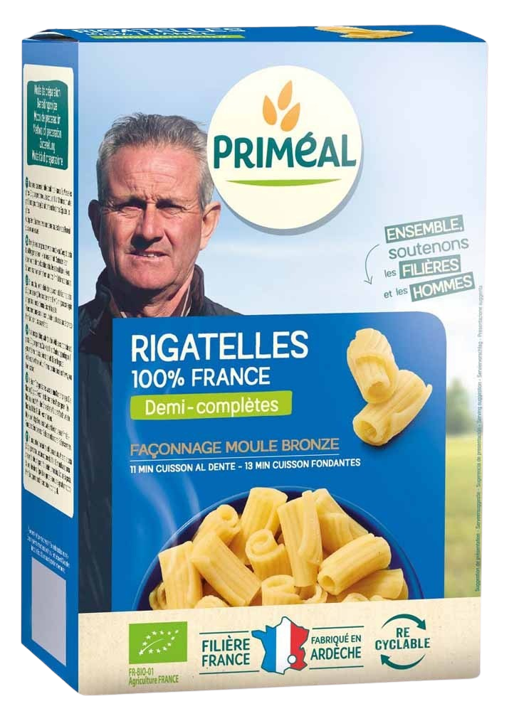 Primeal Rigatelle halfvolkoren pasta bio 400.00 Gram