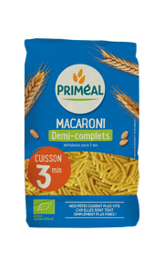 Primeal Macaroni halfvolkoren snelkook 3 minuten bio 500.00 Gram