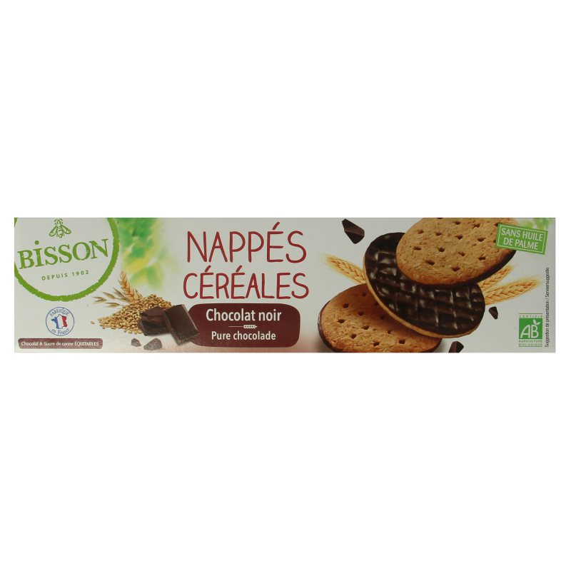 Bisson Pure chocolade frosted granenkoekjes bio 140 Gram