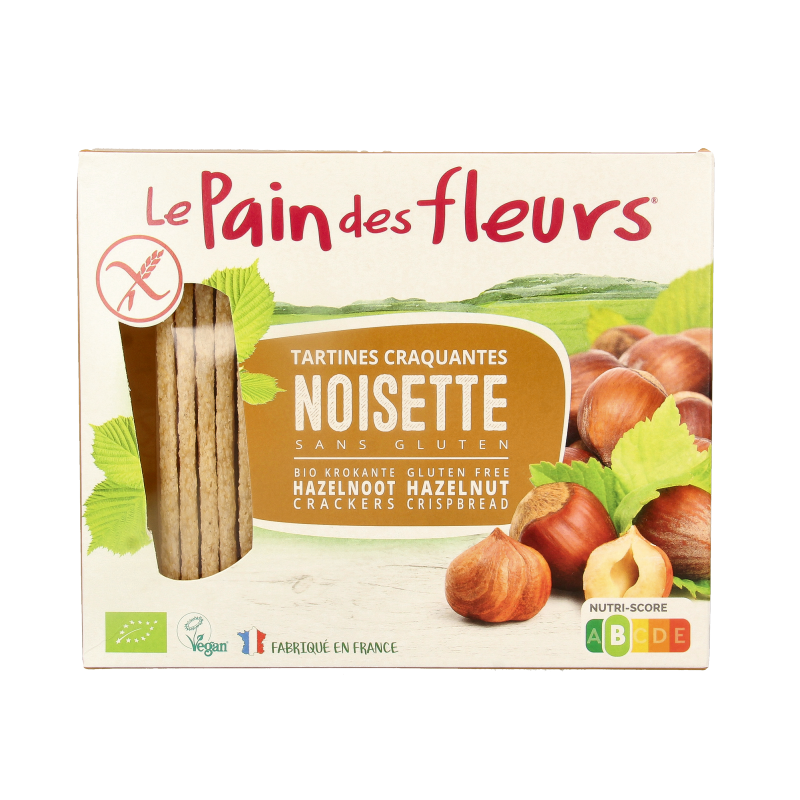 Pain Des Fleurs Krokante crackers hazelnoot glutenvrij bio 150 Gram