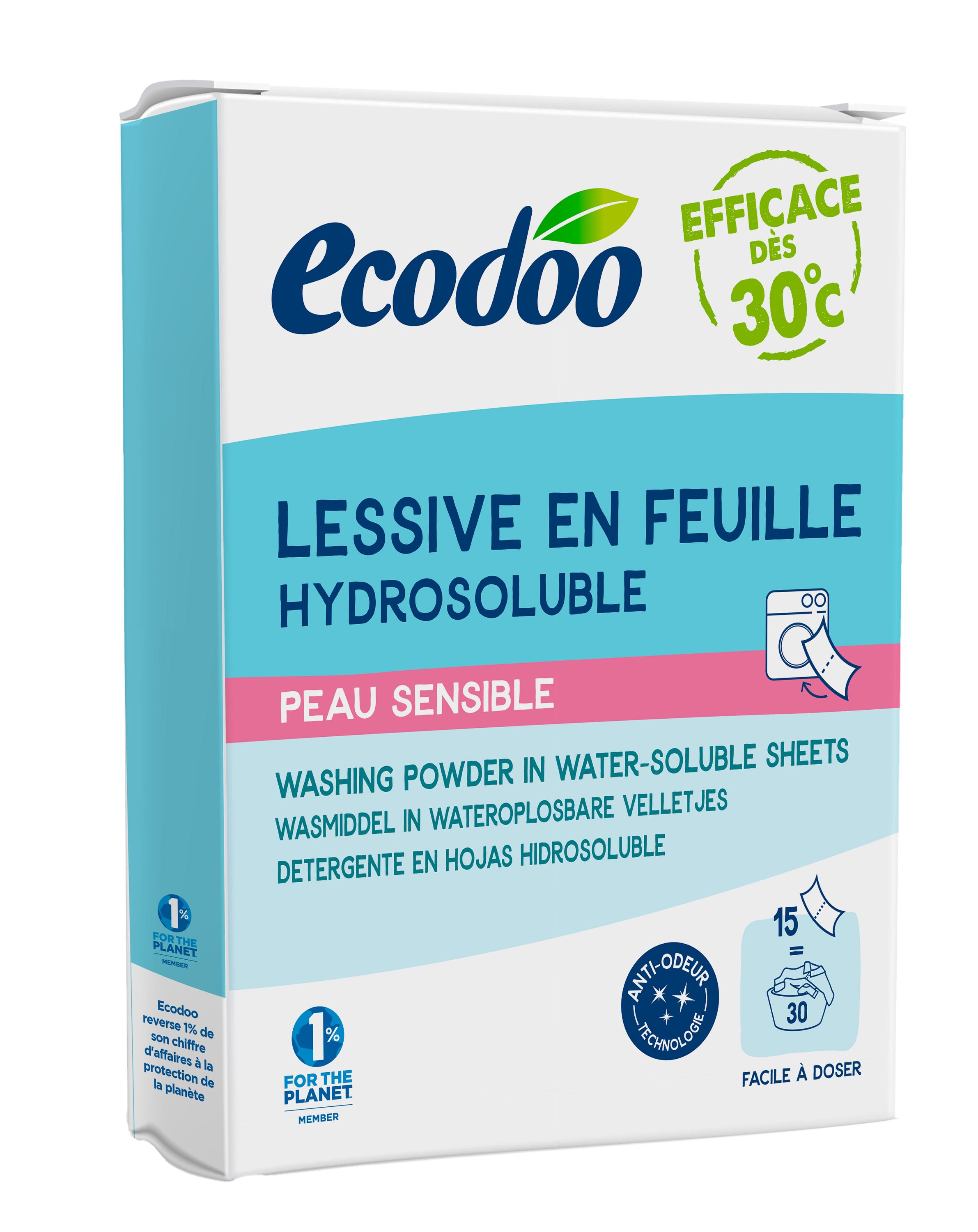 Ecodoo Wasstrips laundry sheets gevoelige huid eco 52 Gram