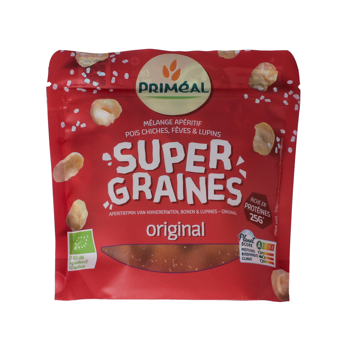 Primeal Kikkererwten, bonen, lupines mix gezouten bio 100.00 Gram