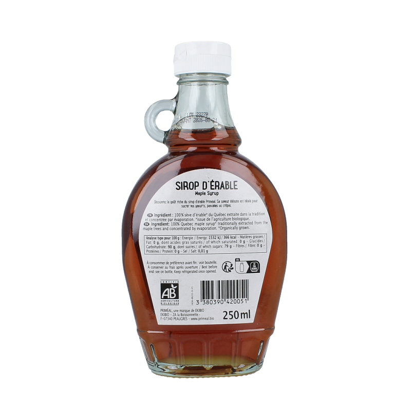 Primeal Ahornsiroop klasse C bio 250 Milliliter