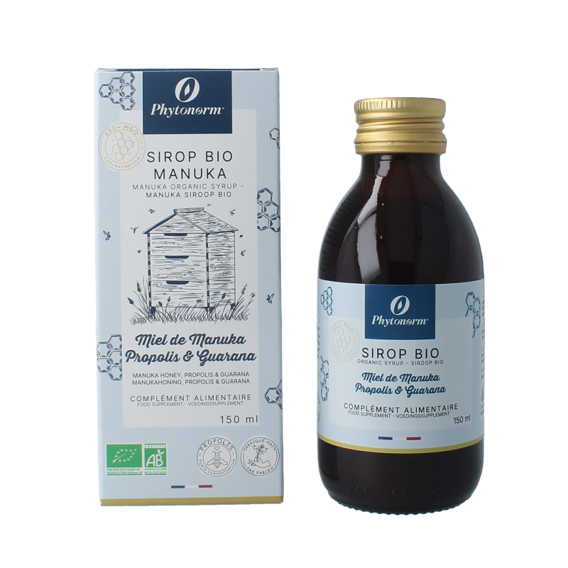 Phytonorm Manukahoning propolis & guarana siroop bio 150 Milliliter