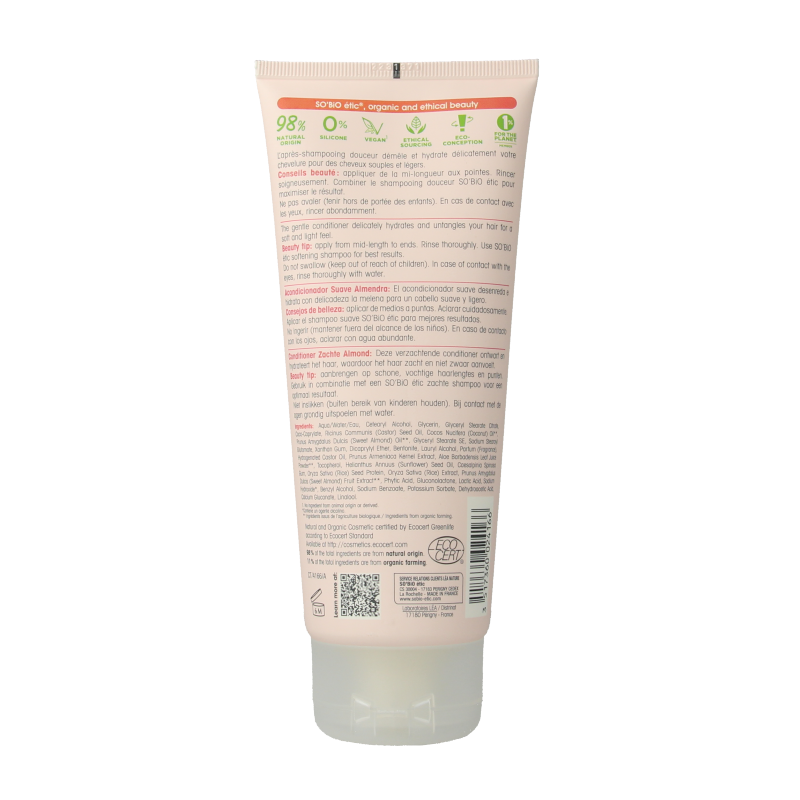 So Bio Etic Conditioner almond milk rice proteins 200 Milliliter
