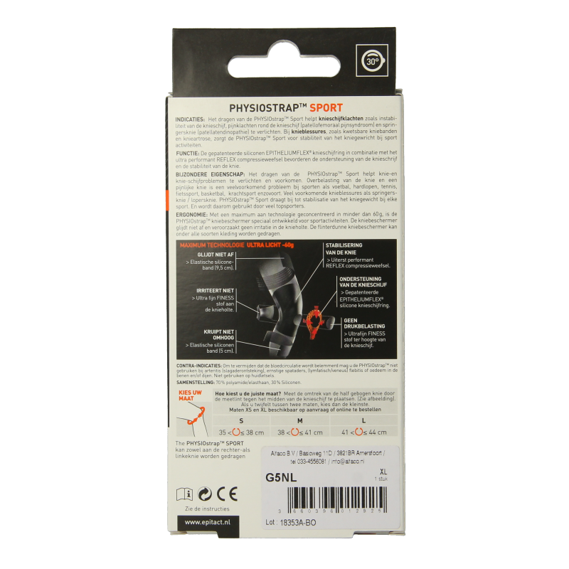 Epitact Knie physiostrap sport maat XL 1 Stuks