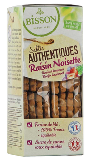 Bisson Authentieke zandkoekjes met hazelnoot/rozijnen bio 175.00 Gram