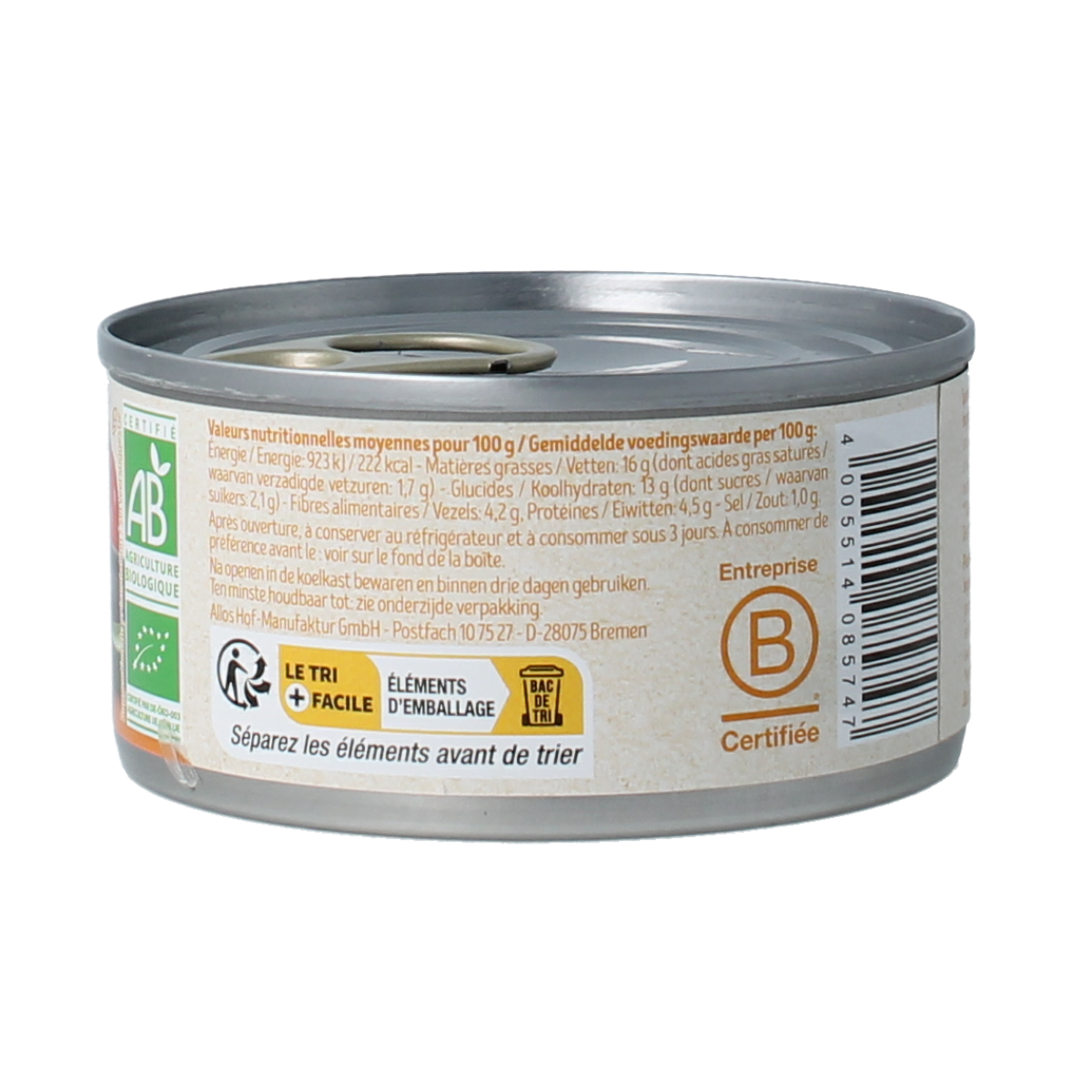 Tartex Pate zongerijpte groente bio 125 Gram