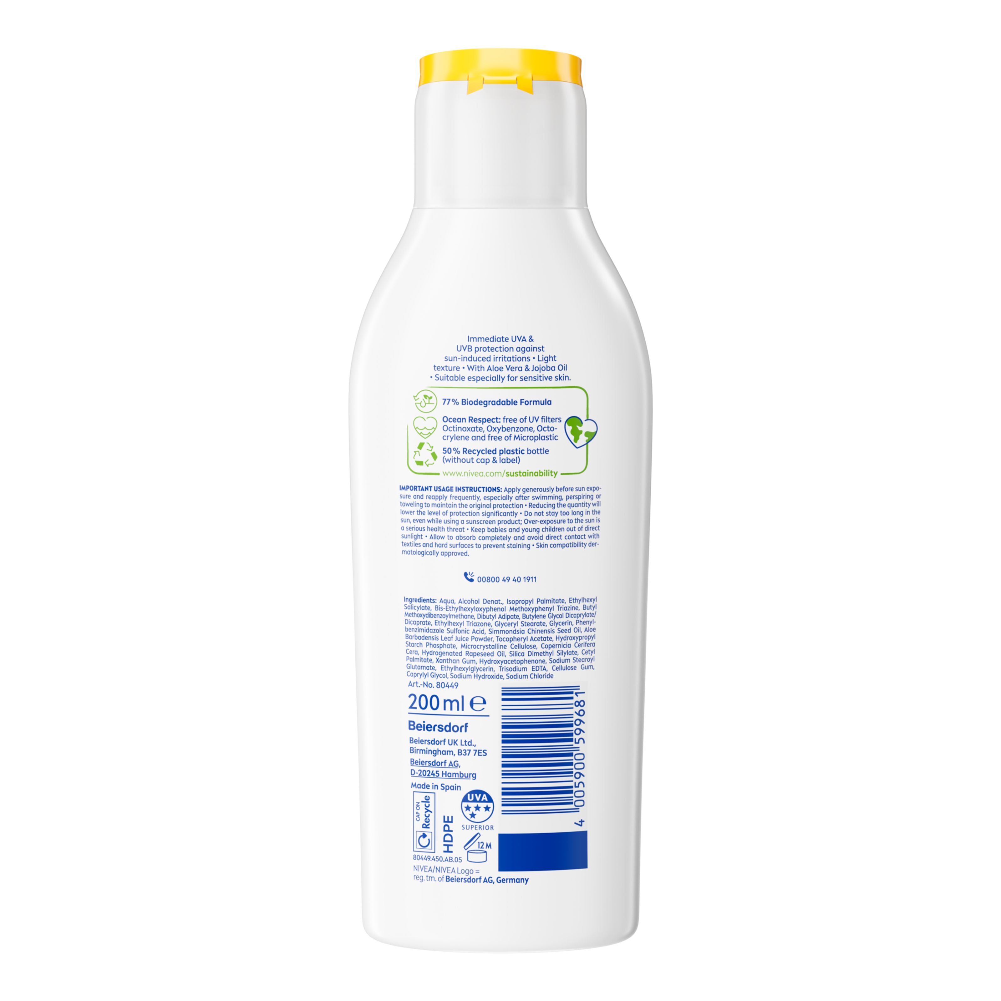 Nivea Sun sensitive zonnemelk soothing 200 Milliliter