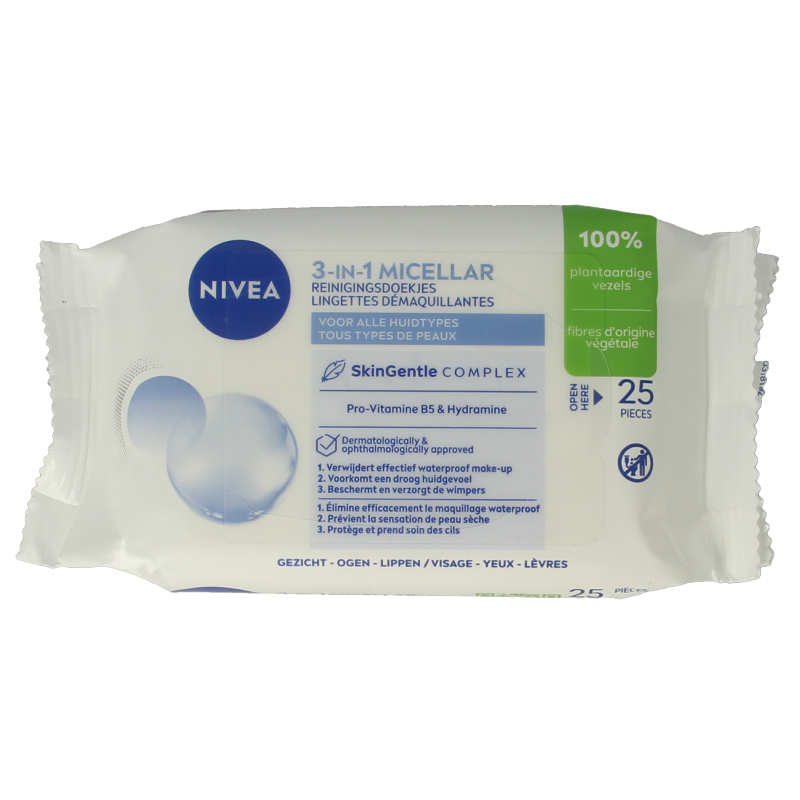 Nivea 3-in-1 verzorgende micellair reindoek 25 Stuks