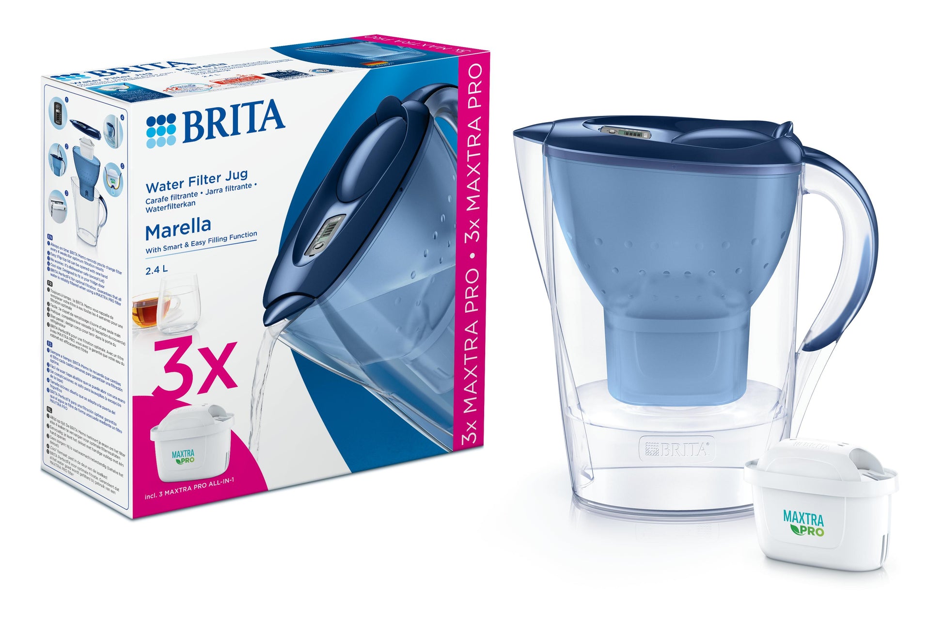 Brita Waterfilterbundel Marella Cool blue + 3 MAXTRA PRO 4.00 Stuks
