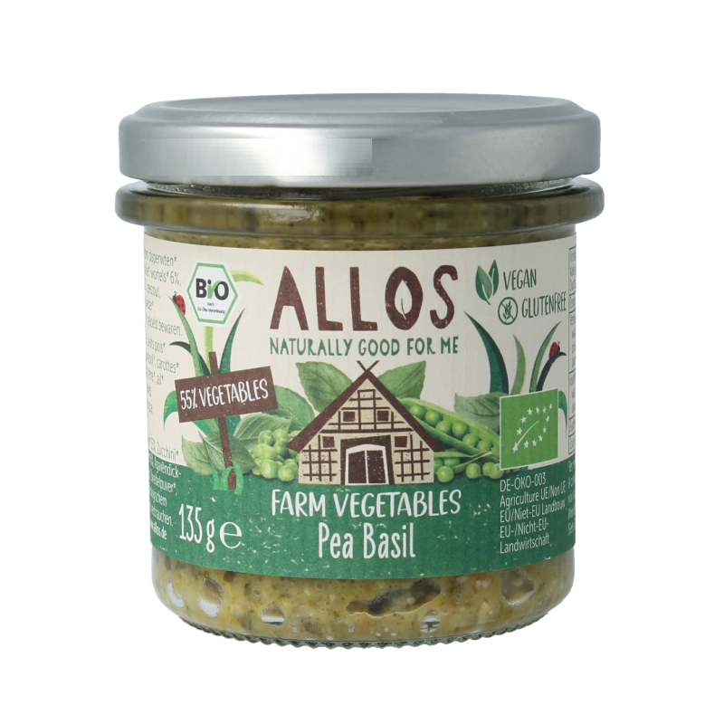 Allos Farm vegetables doperwten & basilicum bio 135 Gram