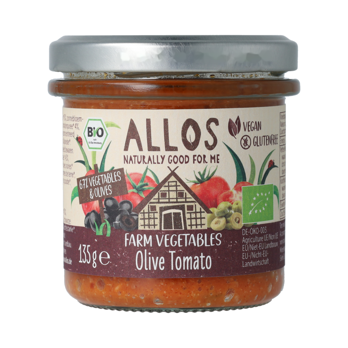 Allos Farm vegetables tomaat & olijf bio 135.00 Gram