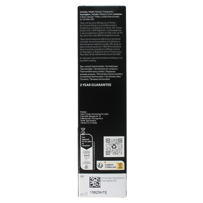 Braun Voorhoofdthermometer Sensian 3 BNT050 1 Stuks