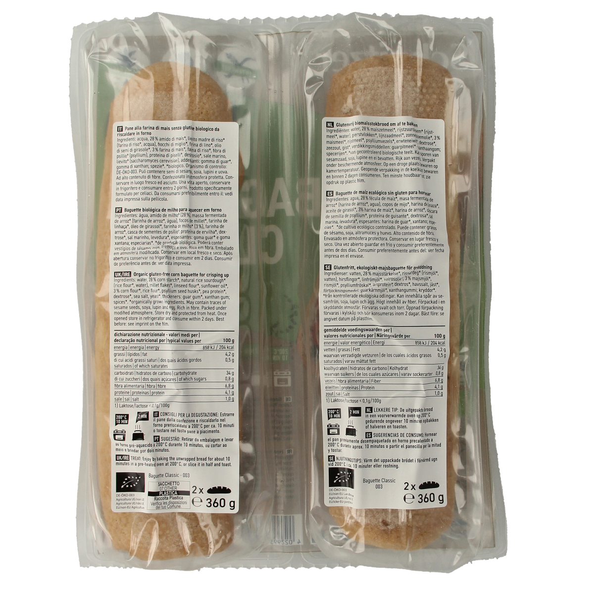 Schnitzer Baguette classic glutenvrij bio 360.00 Gram