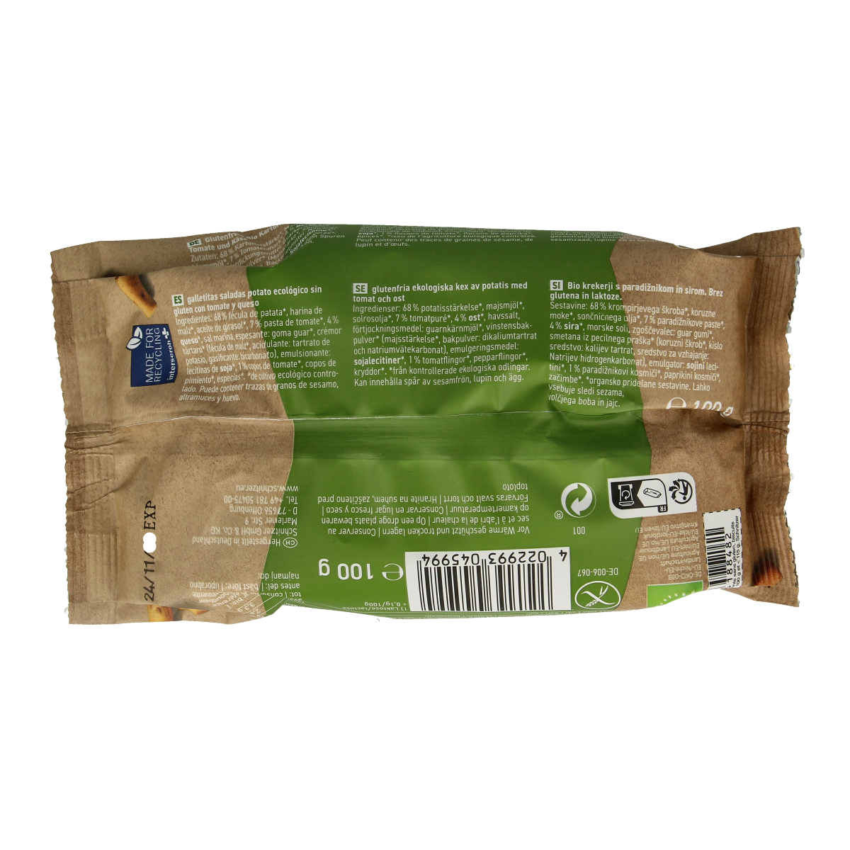 Schnitzer Grissini tomate glutenvrij bio 100.00 Gram