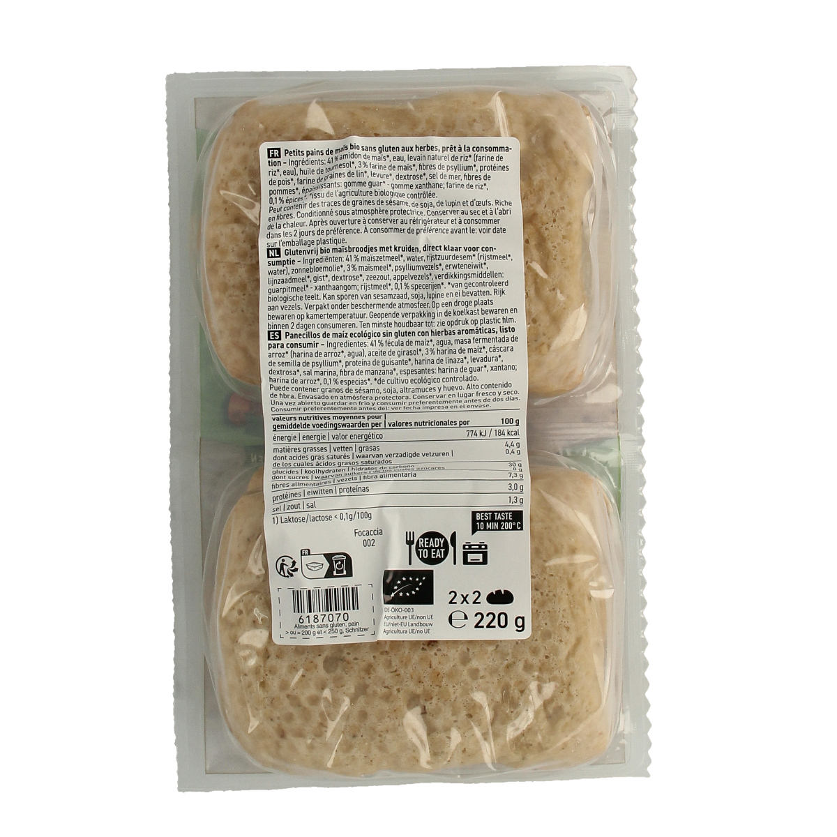 Schnitzer Focaccia 4 stuks glutenvrij bio 220.00 Gram