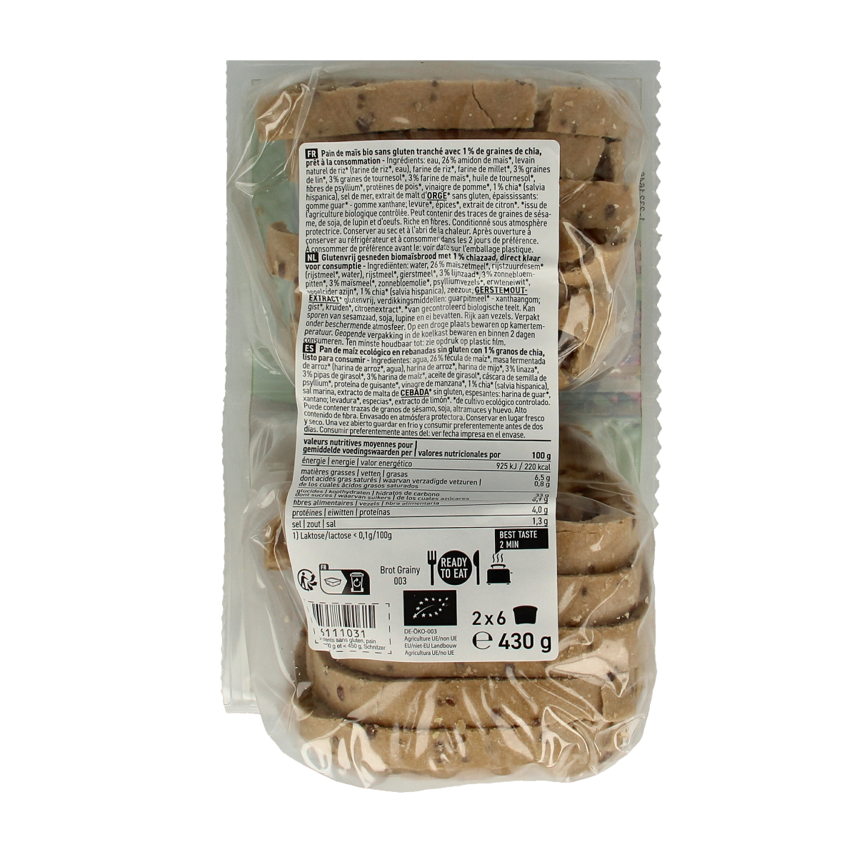 Schnitzer Bread'n toast grainy glutenvrij bio 430.00 Gram