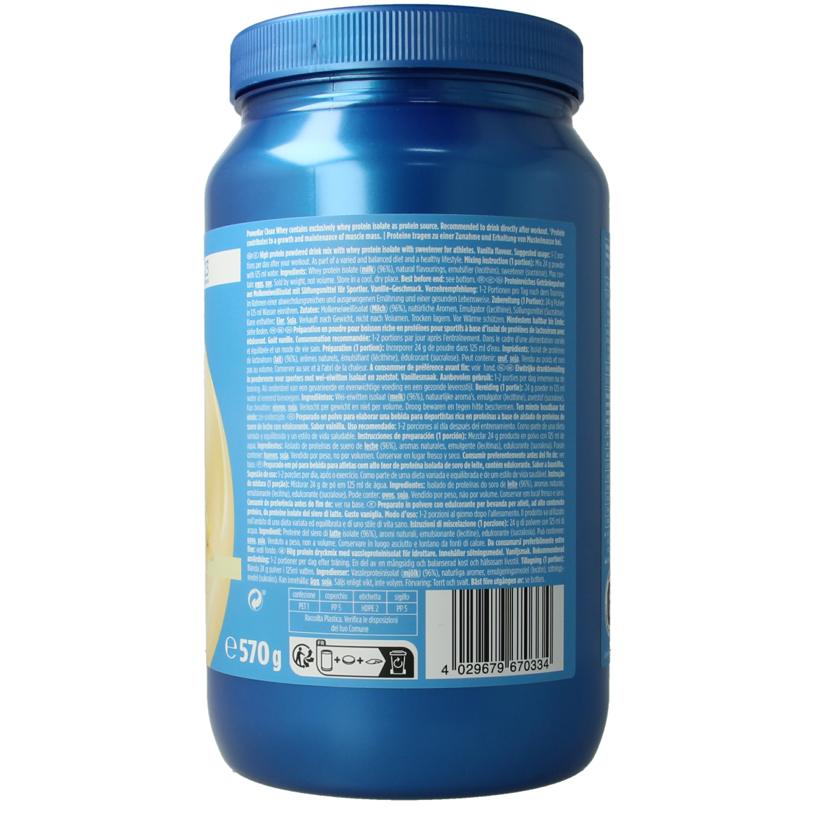 Powerbar Protein clean whey vanilla 570.00 Gram