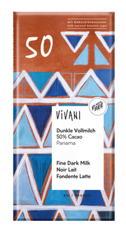 Vivani Chocolade melk donker 50% kokosbloesemsuiker bio 80 Gram