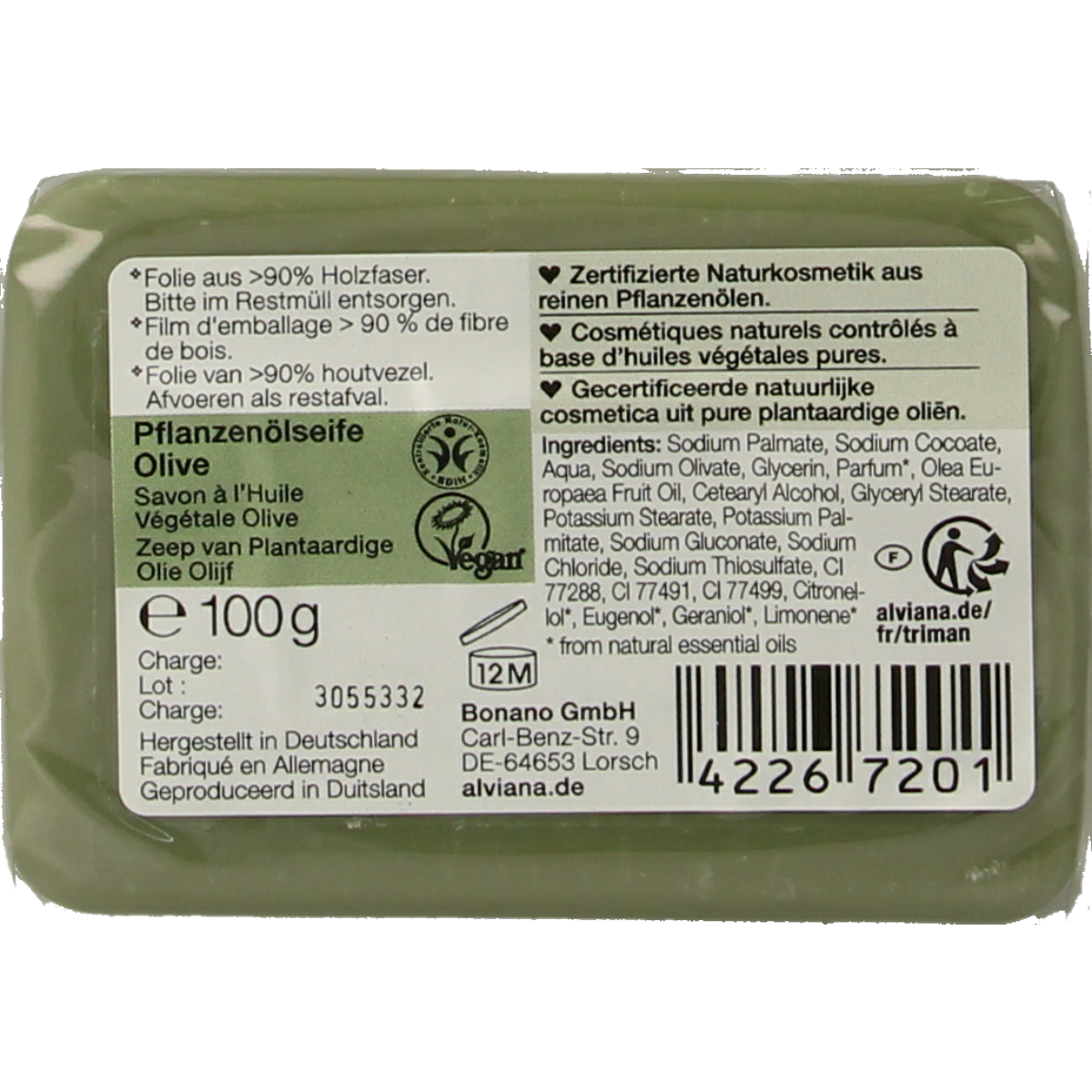 Alviana Olijfzeep  100.00 Gram