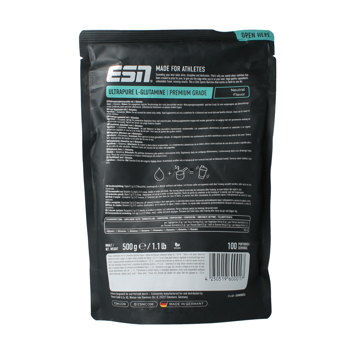 ESN Ultrapure L-glutamine powder 500.00 Gram