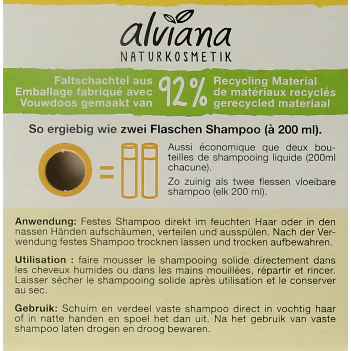 Alviana Shampoobar voor normaal haar 60.00 Gram