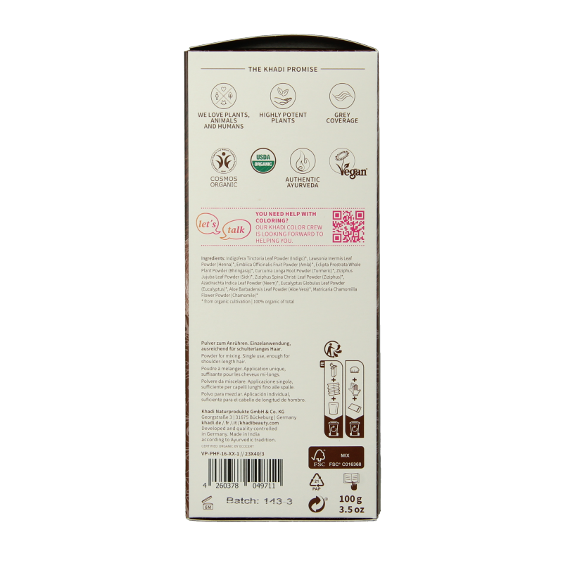 Khadi Haarkleur medium brown 100 Gram