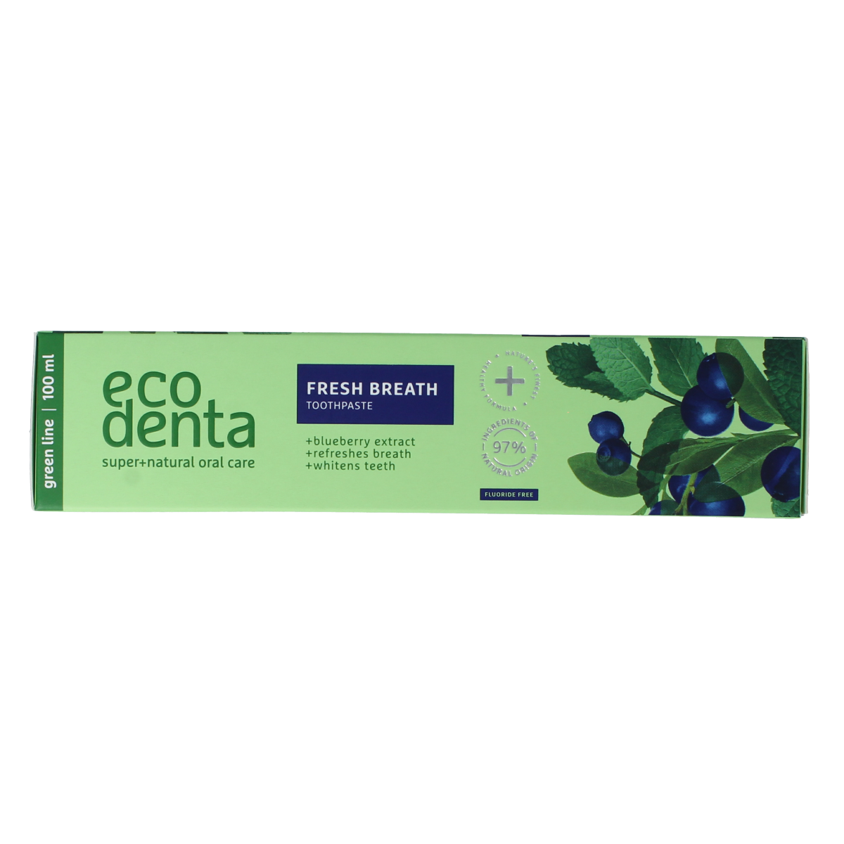 Ecodenta Tandpasta fresh breath bosbessenextr green line 100.00 Milliliter
