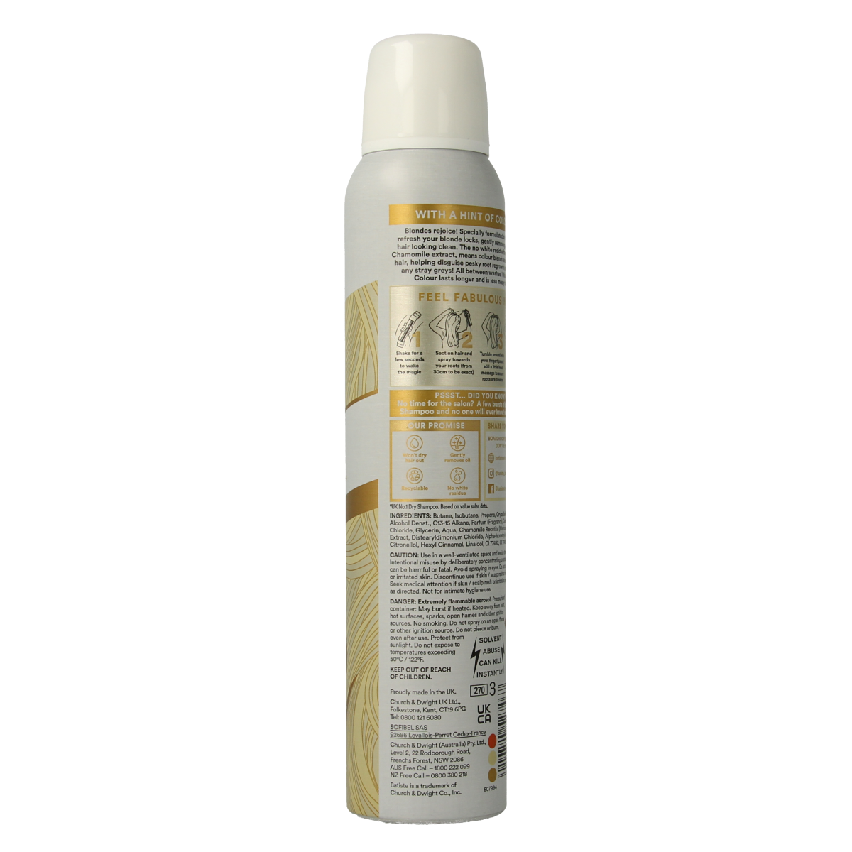 Batiste Droogshampoo light & blonde 200.00 Milliliter