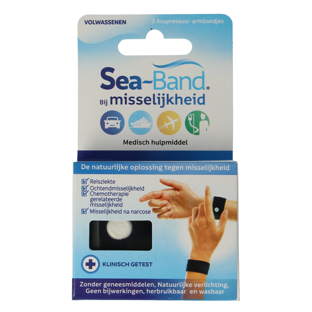 Sea Band Polsband volwassenen zwart 1.00 Paar