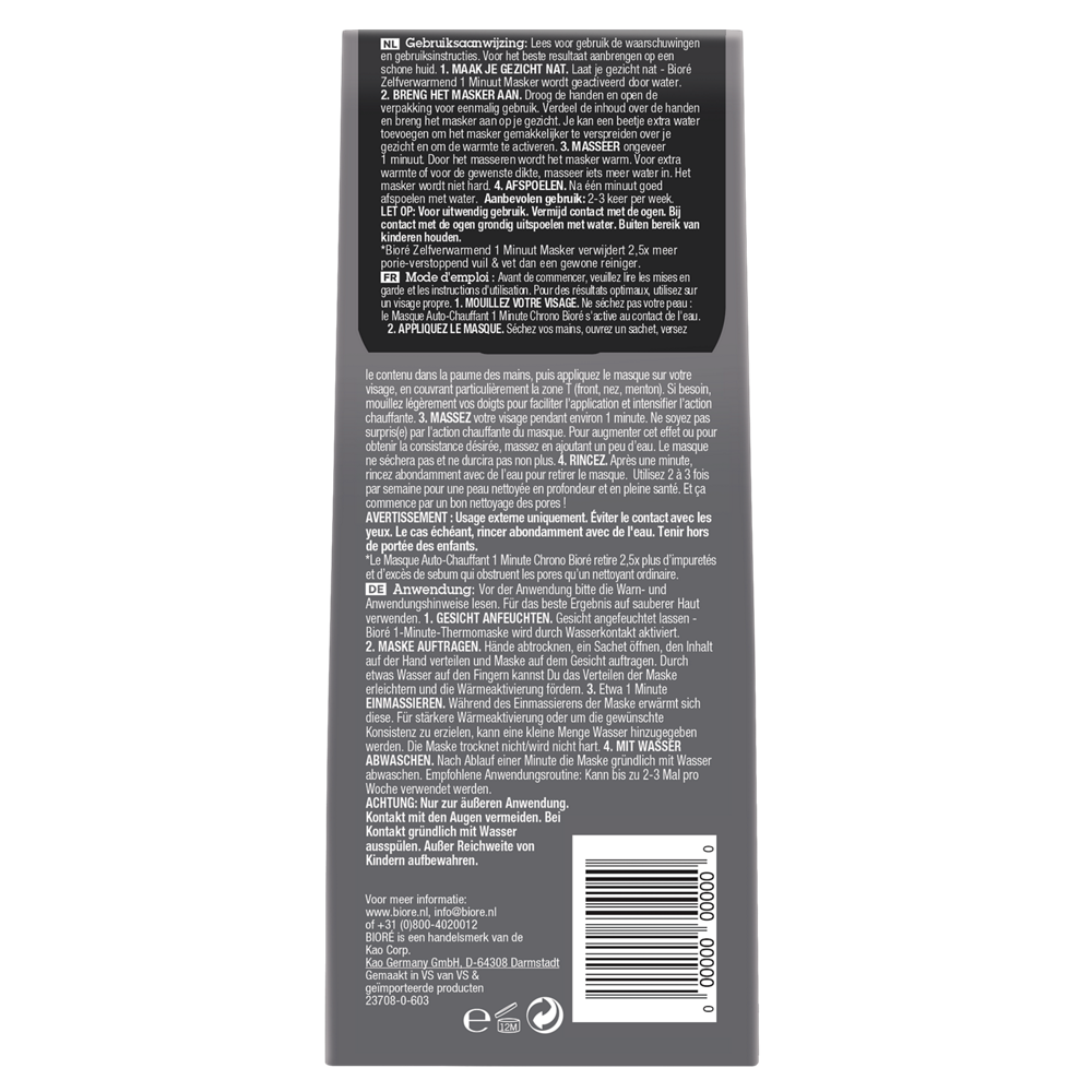 Biore Zelfverwarmend 1 minuut masker 4 Stuks