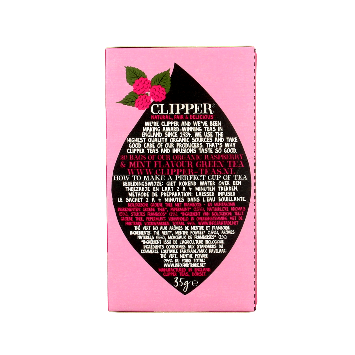 Clipper Framboos mint green tea bio 20.00 Zakjes