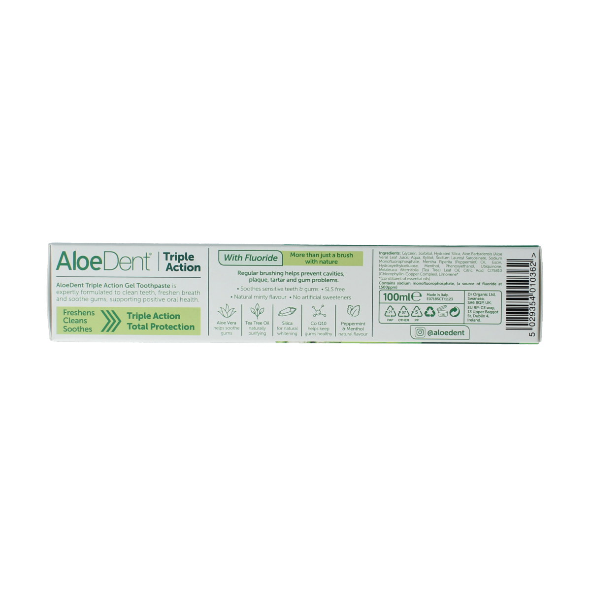Aloe Dent Tandpasta aloe vera triple action with fluor 100.00 Milliliter
