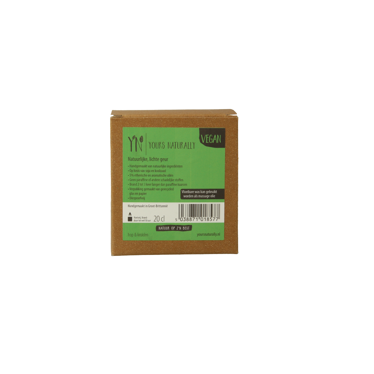 Yours Naturally Geurkaars in glas hop & kruiden 20cl 1.00 Stuks