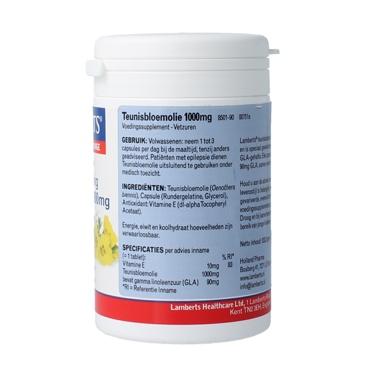 Lamberts Teunisbloemolie 1000mg (pure evening primrose) 90.00 Capsules
