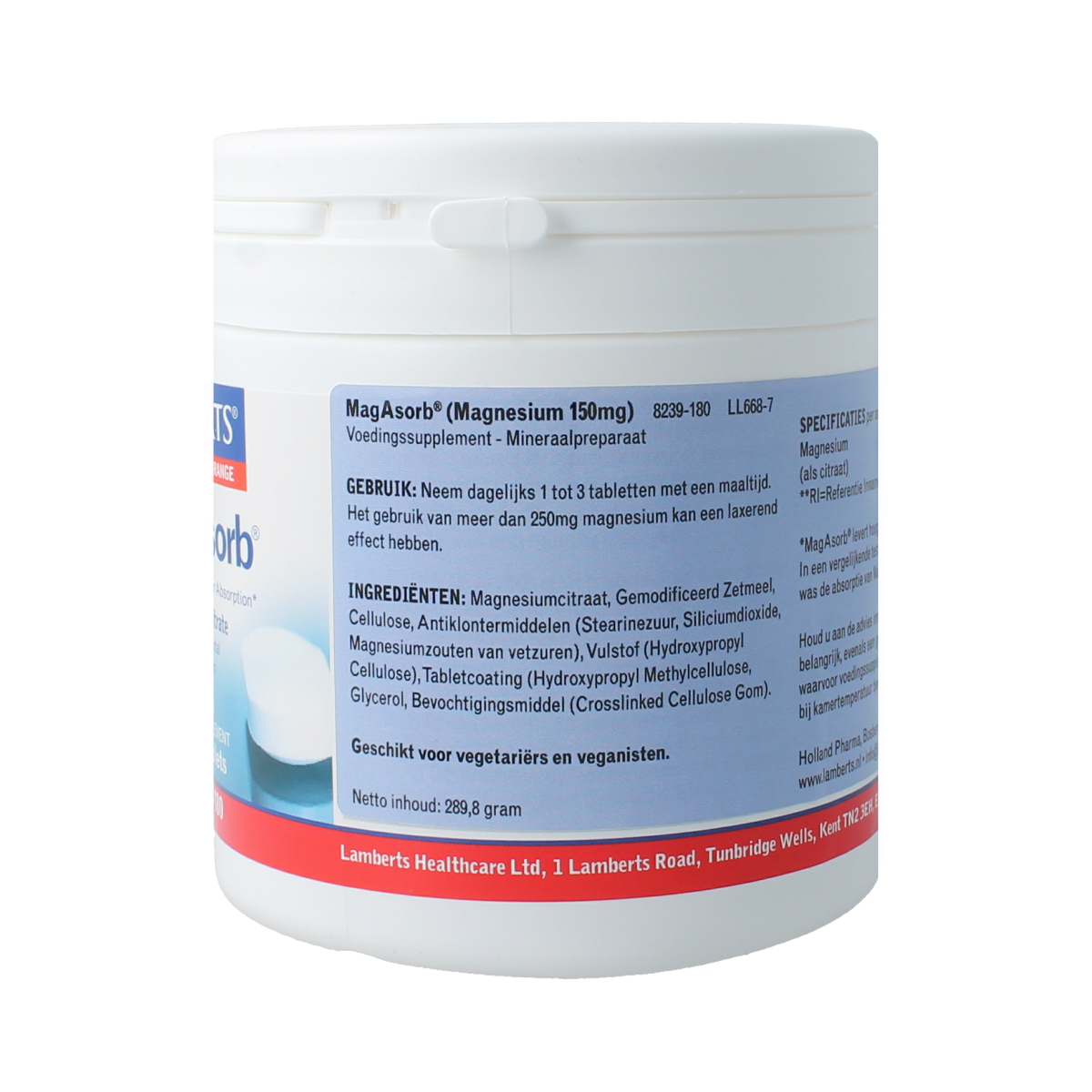 Lamberts MagAsorb (magnesiumcitraat) 150mg 180.00 Tabletten