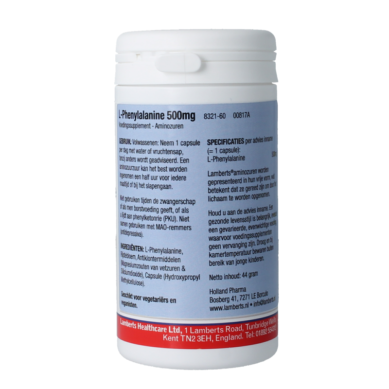 Lamberts L-Phenylalanine 500mg 60 Capsules