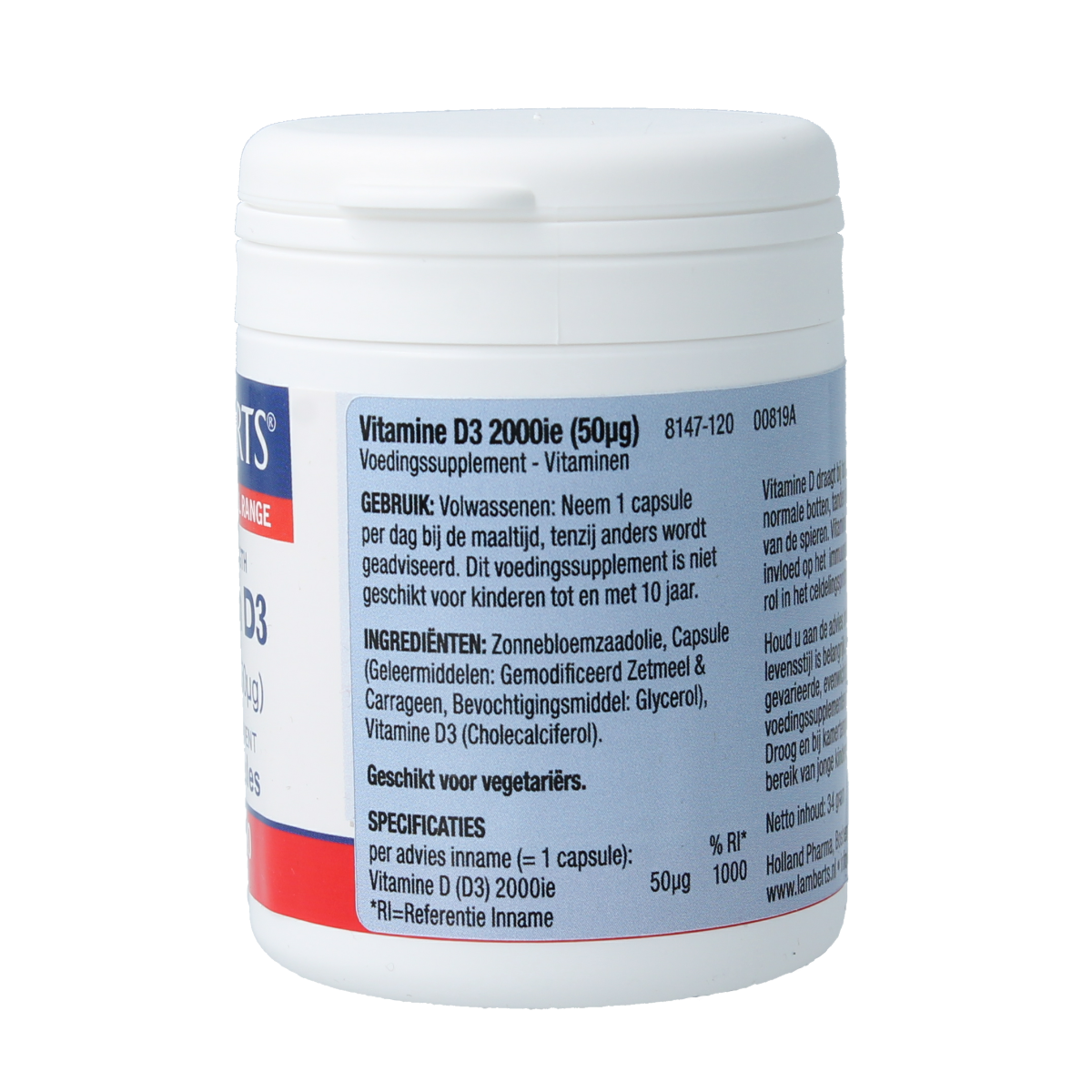 Lamberts Vitamine D3 2000IE 50mcg 120.00 Capsules