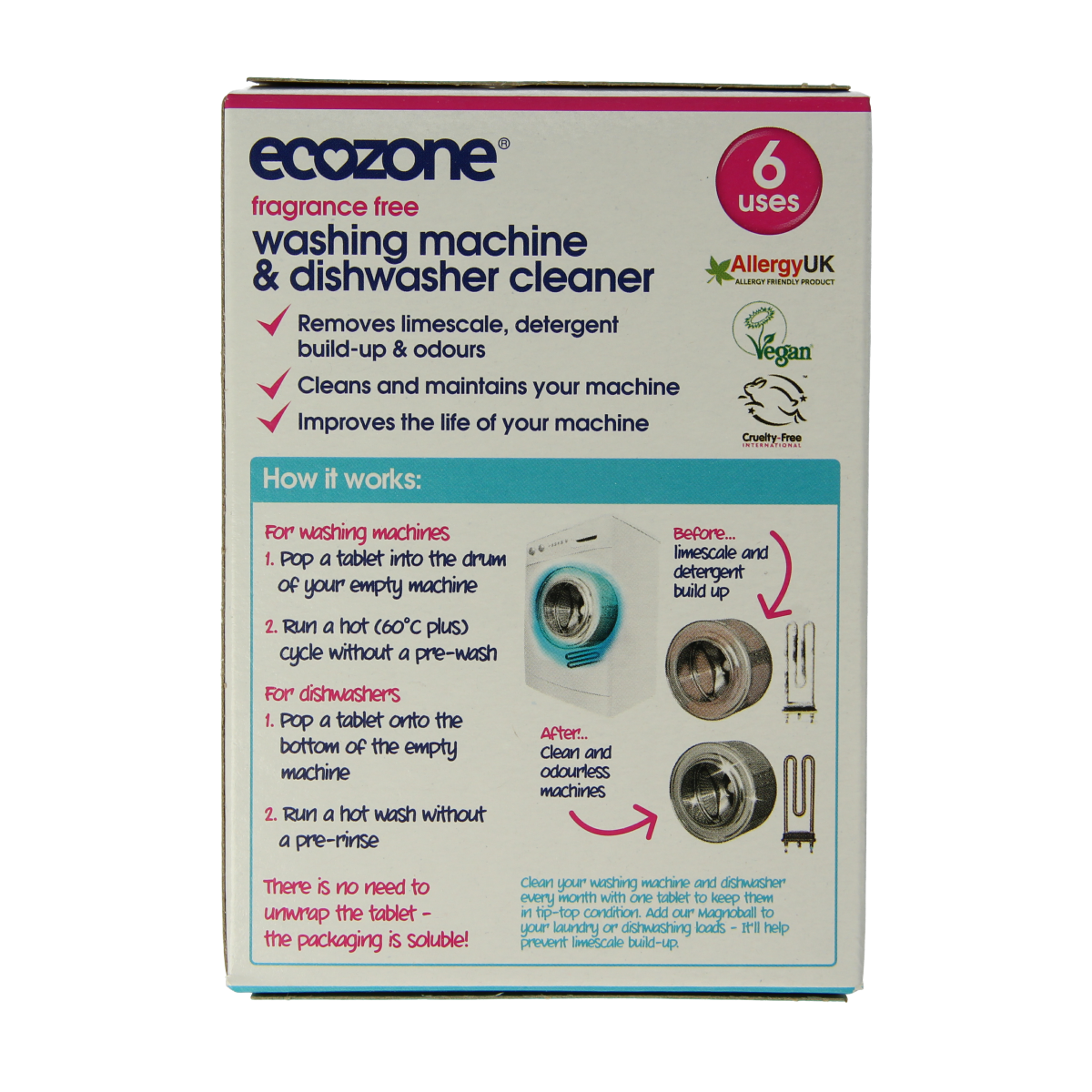 EcoZone Wasmachine en vaatwasser ontkalker 6.00 Stuks